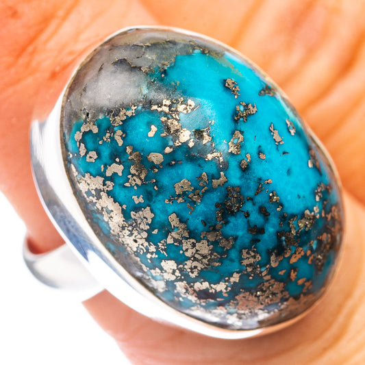 Premium Persian Turquoise Ring Size 6 Adjustable (.925 Sterling Silver)