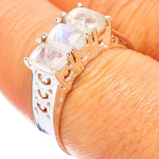 Rainbow Moonstone Ring Size 7.75 (925 Sterling Silver) R5694