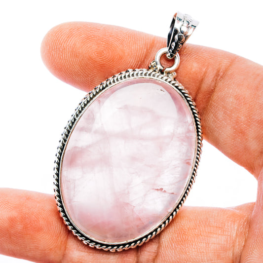 Rose Quartz Pendant 2 1/4" (.925 Sterling Silver)