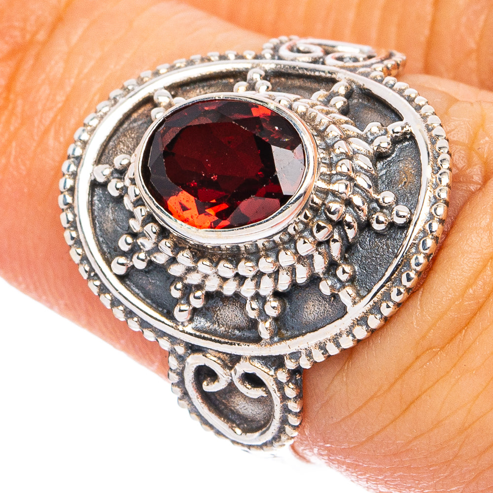 Garnet Ring Size 7 (925 Sterling Silver) R8216