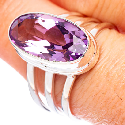 Faceted Amethyst Ring Size 8.75 (925 Sterling Silver) R1761