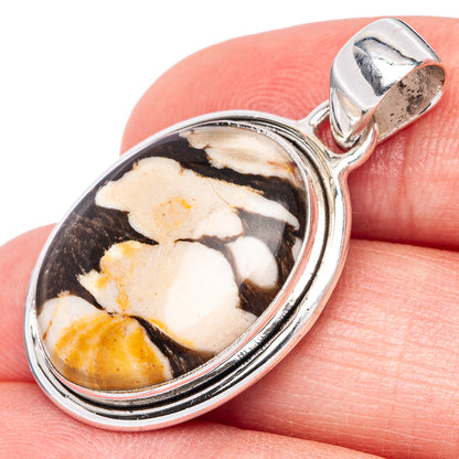 925 sterling silver oval jasper pendant with multicolor cabochon in open frame bail