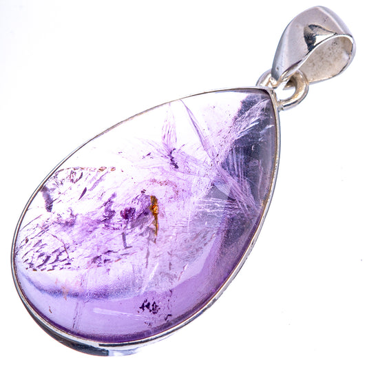 Teardrop amethyst pendant with sterling silver bezel and bail, purple gemstone