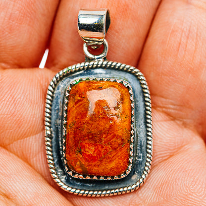 Southwestern Style Sponge Coral Pendant 1 3/8" (.925 Sterling Silver)