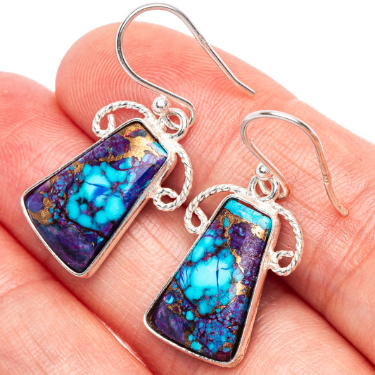 Spiny Oyster Turquoise Earrings 1 1/4" (925 Sterling Silver) E1910