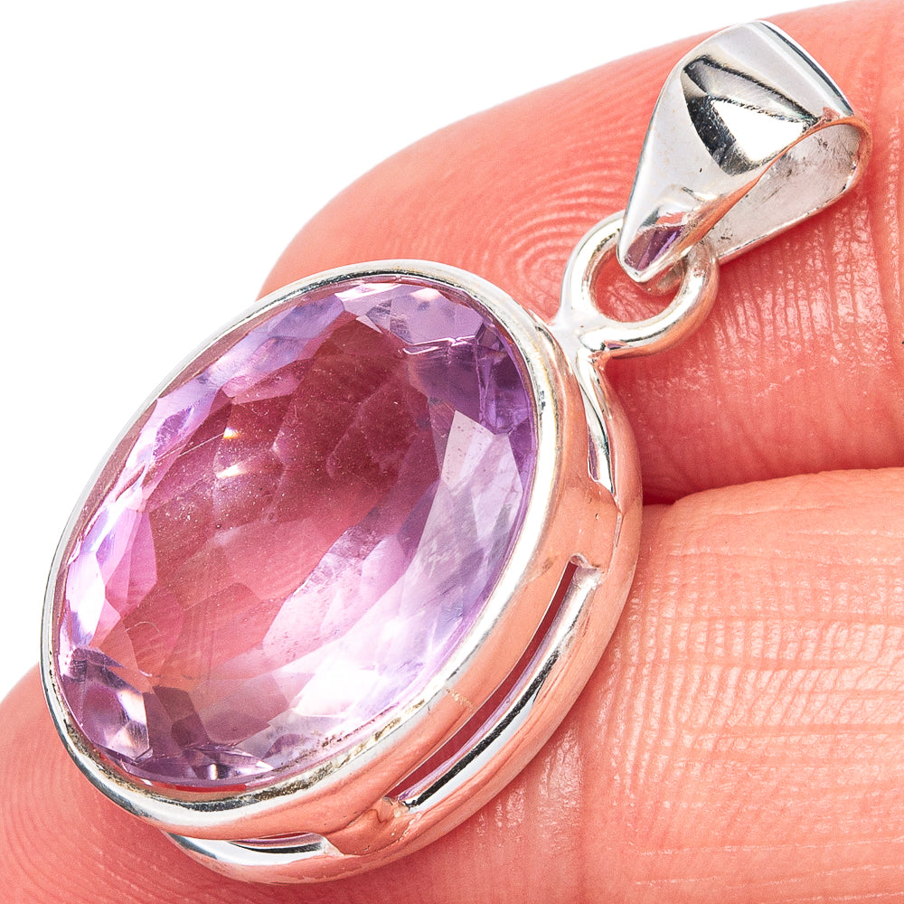 Faceted Amethyst Pendant 1 1/8" (925 Sterling Silver) P42981