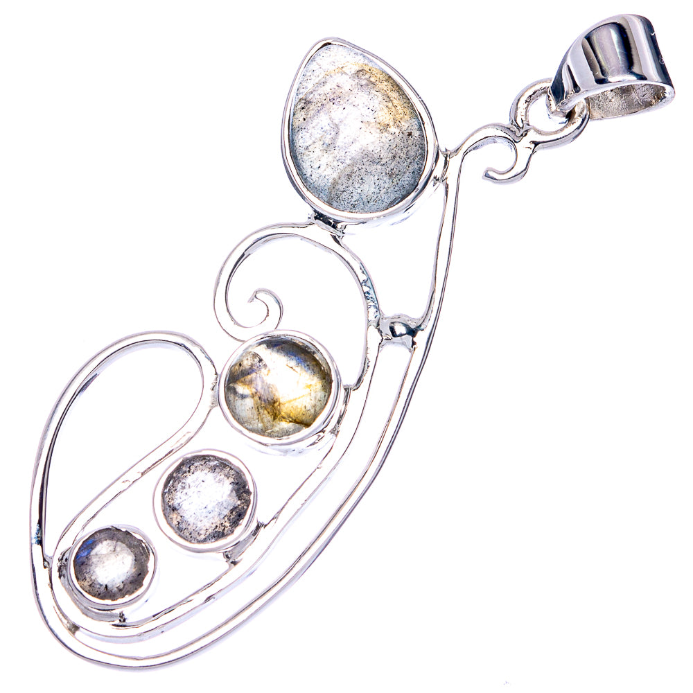 Premium Labradorite Pendant 1 7/8" (925 Sterling Silver) P41838
