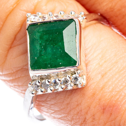Indian Emerald Ring Size 9.5 (.925 Sterling Silver)