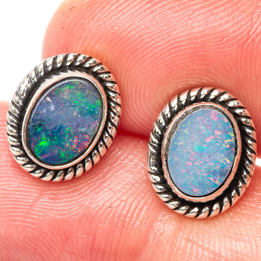Rare Doublet Opal Earrings 1/2" (925 Sterling Silver) E1498