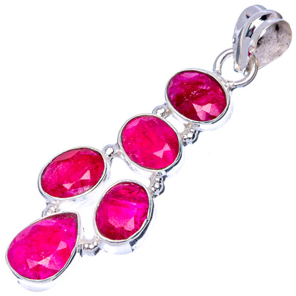 Glass Filled Ruby Pendant 1 3/4" (925 Sterling Silver) P40995