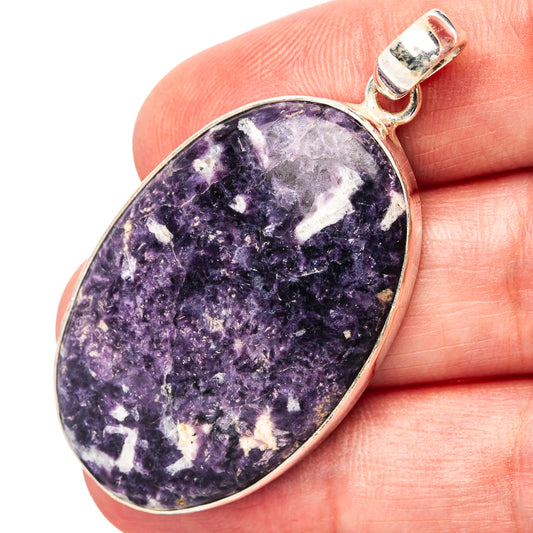 Oval purple lepidolite pendant, .925 sterling silver bezel and bail