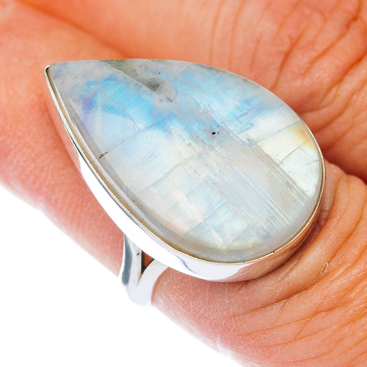 Large Premium Rainbow Moonstone Ring Size 6.5 (.925 Sterling Silver)