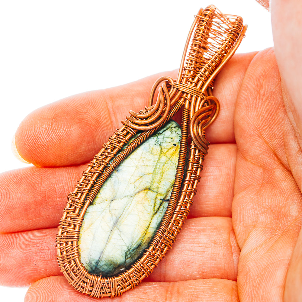 Labradorite Wire Wrap Pendant 3" (Copper)