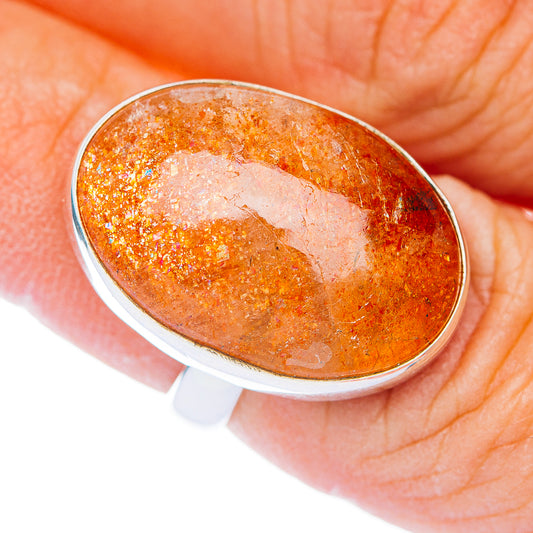Premium African Sunstone Ring Size 6.5 Adjustable (.925 Sterling Silver)