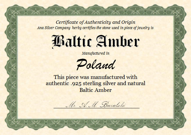 Ana Silver Co Baltic Amber Pendant 2 3/8" (925 Sterlnig Silver)