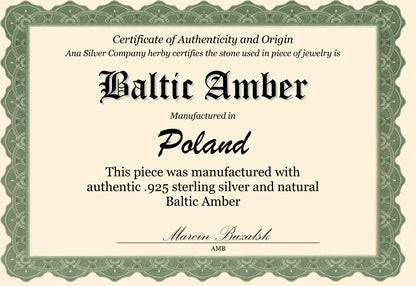 Baltic Amber Ring Size 7 Adjustable (.925 Sterling Silver)