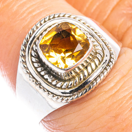 Sterling silver citrine ring, size 7.5, oval gemstone in ornate bezel