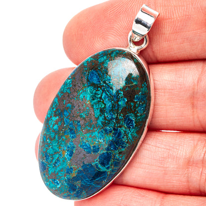 Premium Chrysocolla Pendant 1 7/8" (.925 Sterling Silver)