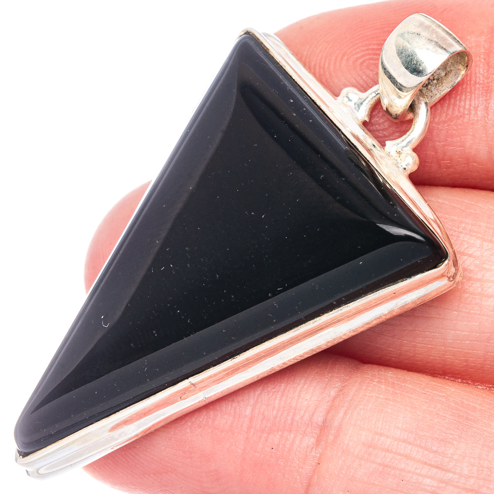 Black Onyx Pendant 1 7/8" (925 Sterling Silver) P40617