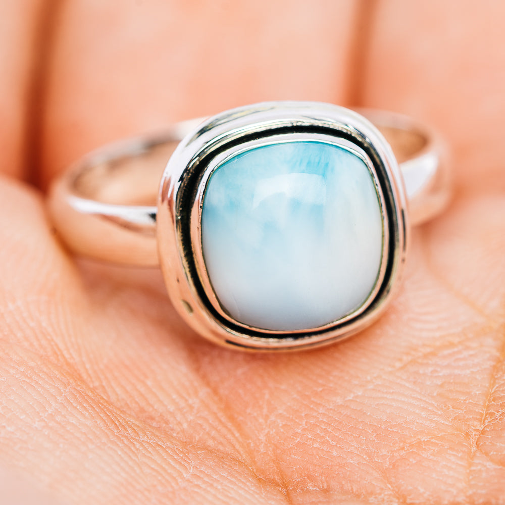 Larimar Ring Size 7.5 (.925 Sterling Silver)