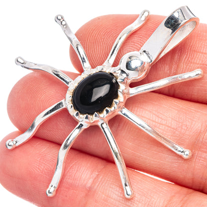 Black Onyx Spider Pendant 1 7/8" (925 Sterling Silver) P40197