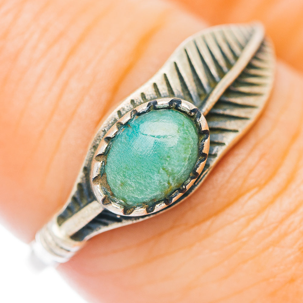 Mojave Turquoise Feather Ring Size 8.5 (.925 Sterling Silver)
