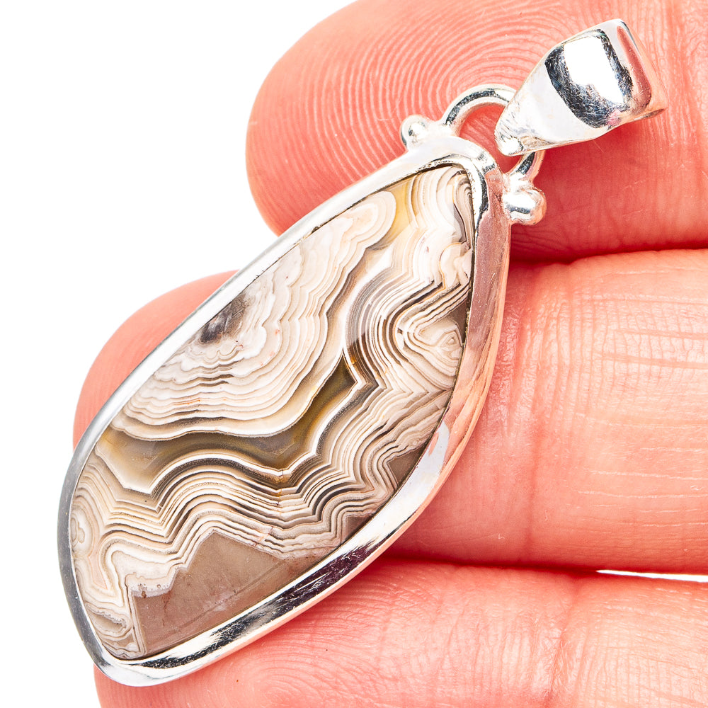 Laguna Lace Agate Pendant 1 5/8" (.925 Sterling Silver)