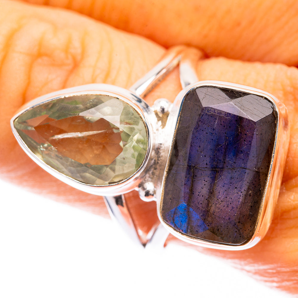 Labradorite, Green Amethyst Ring Size 9.75 (925 Sterling Silver) R141496