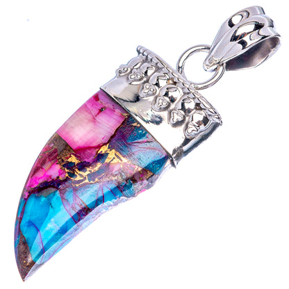 Kingman Pink Dahlia Turquoise Pendant 1 7/8" (925 Sterling Silver) P42735
