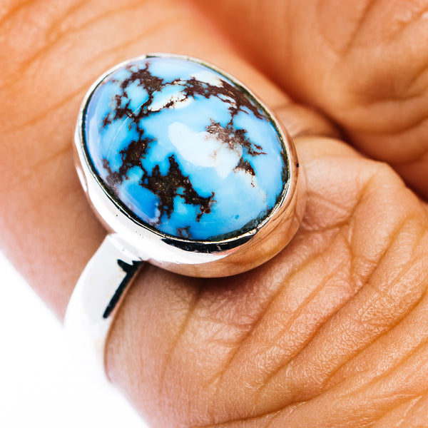 Golden Hills Turquoise Ring Size 7.25 (.925 Sterling Silver)