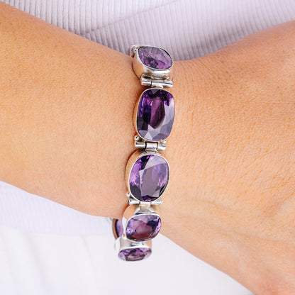 Alexandrite (Lab Created) Bracelet 7 to 8" (.925 Sterling Silver)