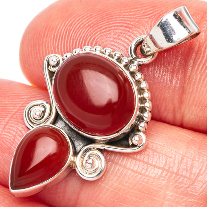 Red Onyx Dainty Pendant 1 1/4" (925 Sterling Silver) P43559