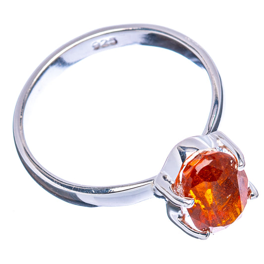 925 sterling silver band ring with orange kyanite round gemstone, side view