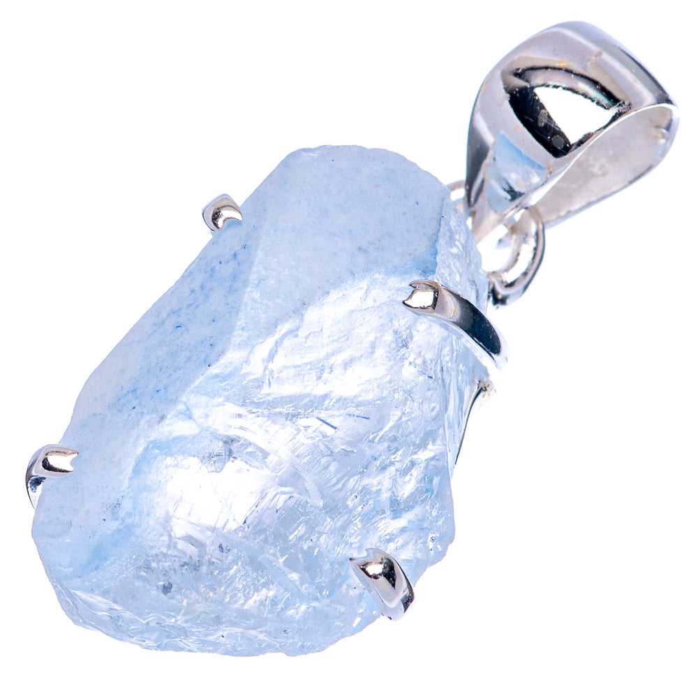 Sterling silver prong-set dumortierite pendant with large rough blue stone