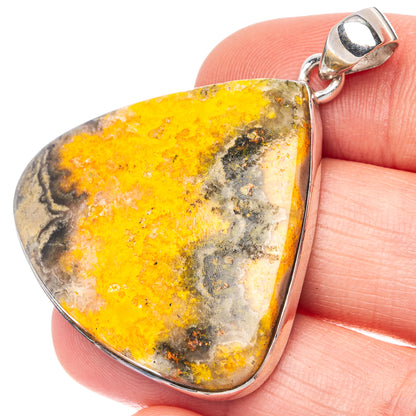 Bumble Bee Jasper Pendant 1 5/8" (925 Sterling Silver) P43169