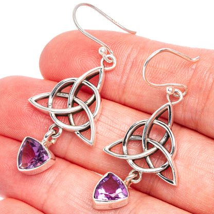 Faceted Amethyst Earrings 1 3/4" (925 Sterling Silver) E433462