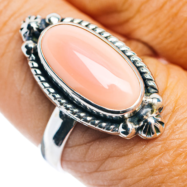 Premium Southwestern Style Pink Queen Conch Shell Ring Size 9 (.925 Sterling Silver)