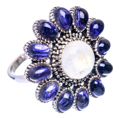 Large Rainbow Moonstone, Tanzanite Ring Size 9.25 (925 Sterling Silver) R140796
