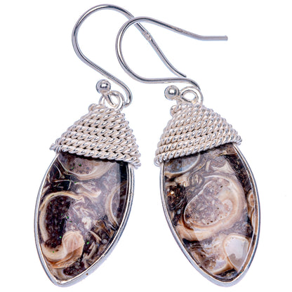 Turritella Agate Earrings 1 1/2" (925 Sterling Silver) E433180