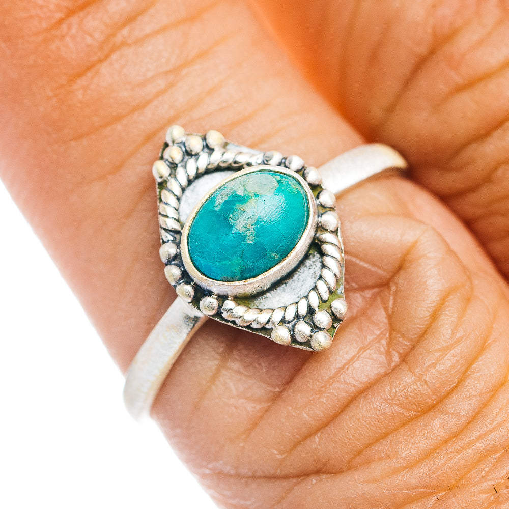 Southwestern Style Emerald Valley Turquoise Ring Size 7 (.925 Sterling Silver)