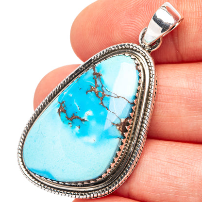 Rare Golden Hills Turquoise Pendant 1 7/8" (.925 Sterling Silver)