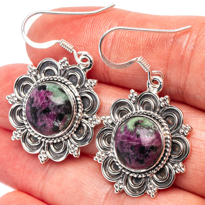 Premium Ruby Zoisite Earrings 1 5/8" (.925 Sterling Silver)