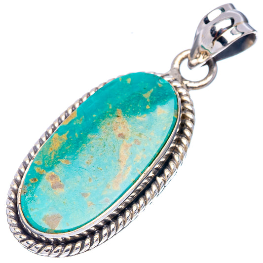 Royston turquoise pendant in oval .925 sterling silver with rope-edge bezel