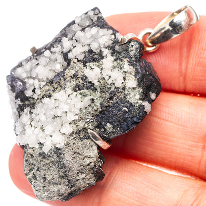 Rare Quartz On Sphalerite Pendant 1 7/8" (.925 Sterling Silver)
