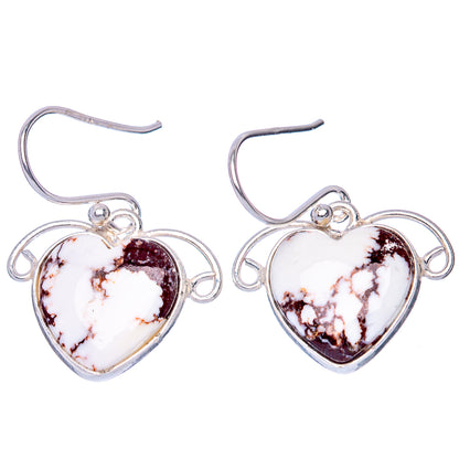 Wild Horse Jasper Heart Earrings 1 1/8" (925 Sterling Silver) E1294