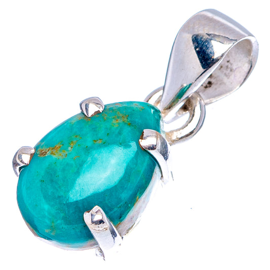 Turquoise oval pendant in .925 sterling silver with open bail and side details