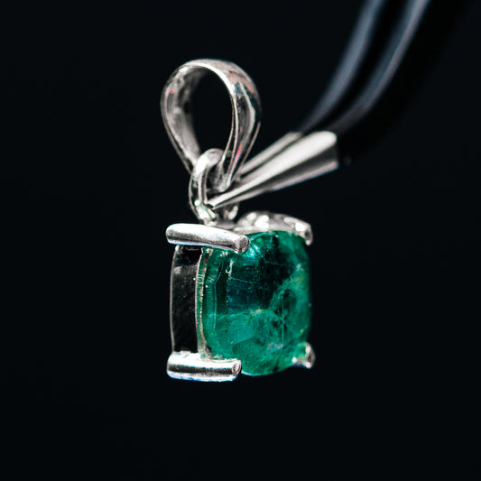 Premium Faceted Zambian Emerald Pendant 5/8" (.925 Sterling Silver)