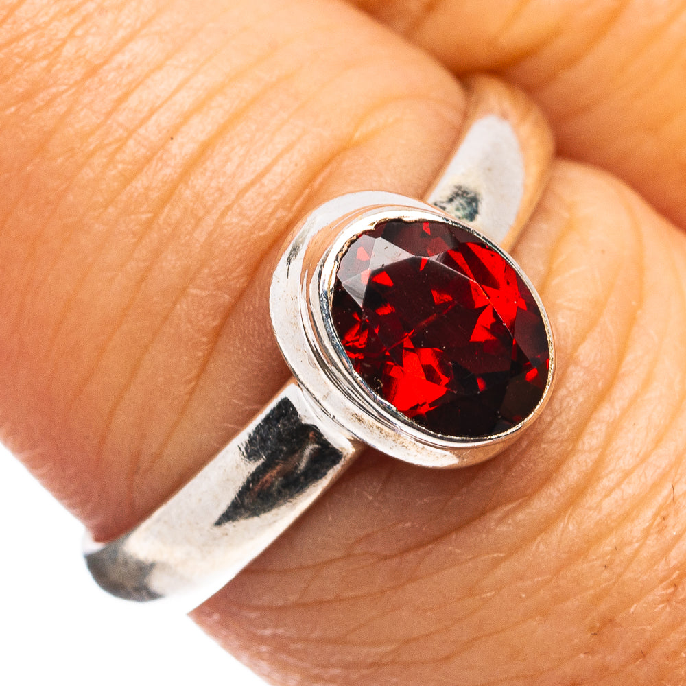 Garnet Ring Size 7.75 (.925 Sterling Silver)