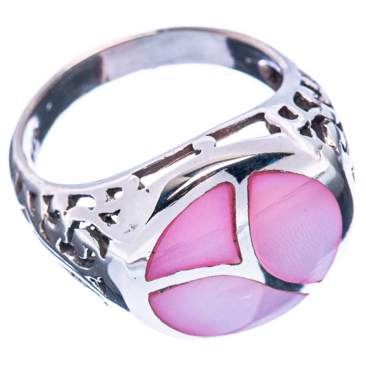 Mother Of Pearl Inlay Ring Size 7.5 (925 Sterling Silver) R2887