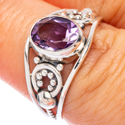 Faceted Amethyst Dainty Ring Size 7 (925 Sterling Silver) R145803